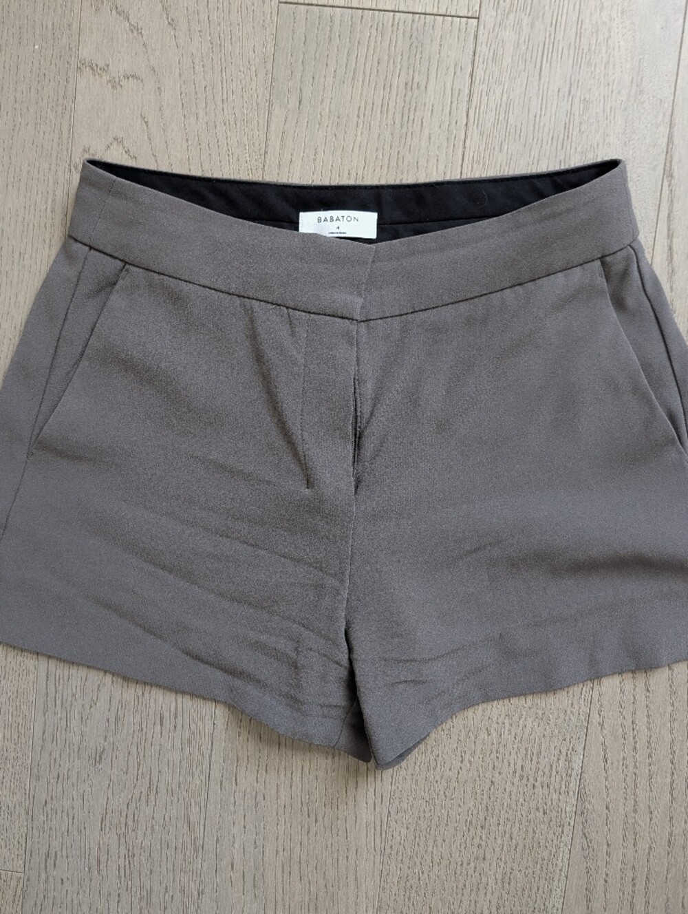 Babaton Taupe High-Waist Dress Shorts